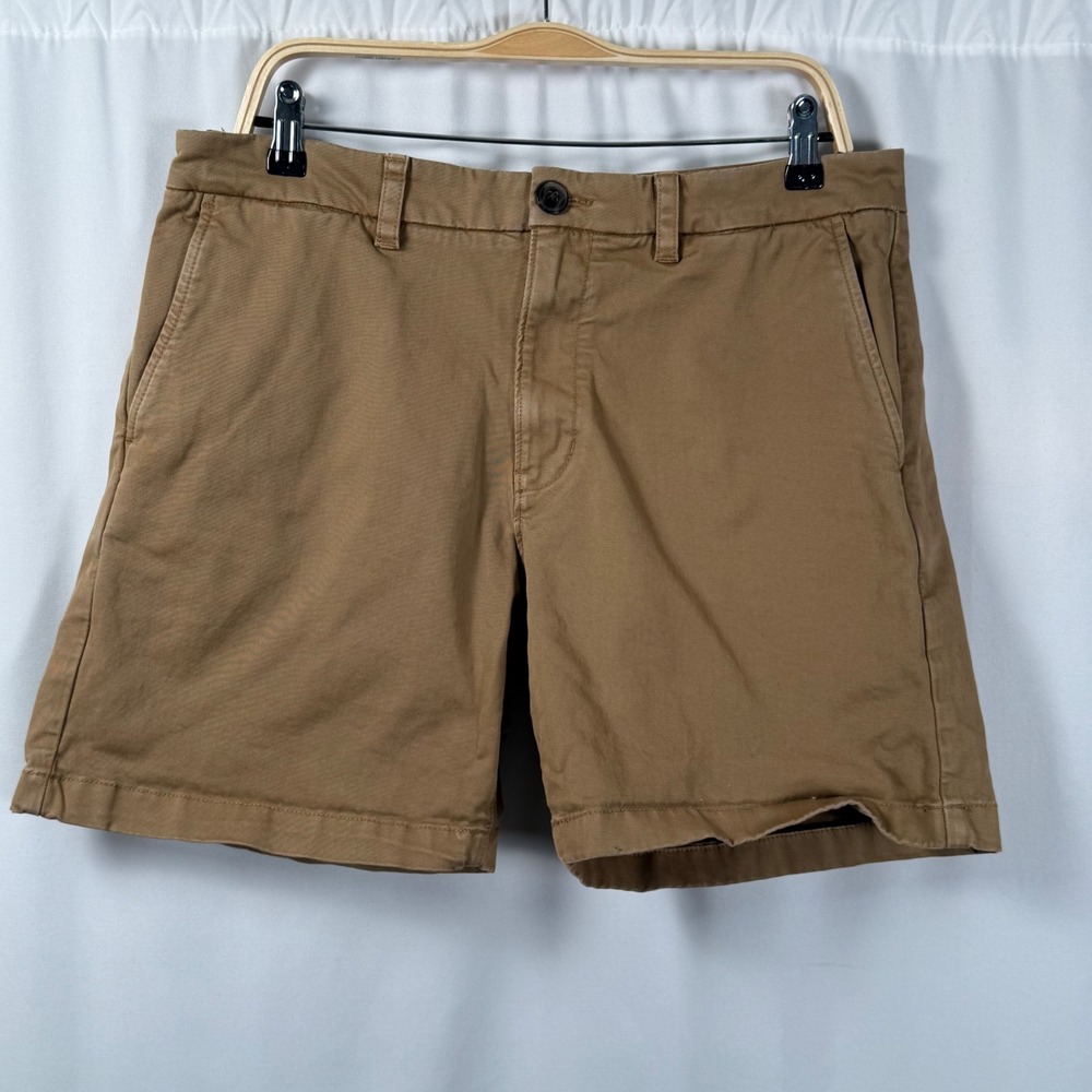 Madewell Garmet Dyed 7" Chino Shorts Cotton Twill Stretch Brown Khaki Mens 34
